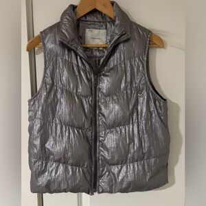 Silver puff Vest with Forest Print Lining